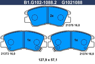 B1G10210882 GALFER Комплект тормозных колодок, дисковый тормоз