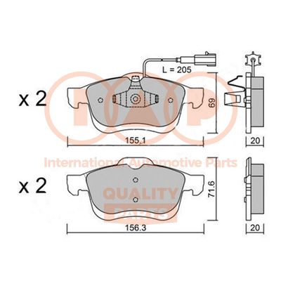 70408051P IAP QUALITY PARTS Комплект тормозных колодок, дисковый тормоз