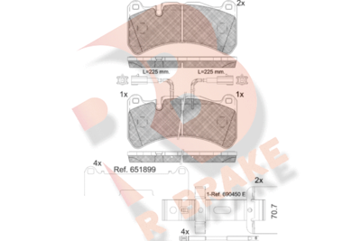 RB2260203 R BRAKE Комплект тормозных колодок, дисковый тормоз