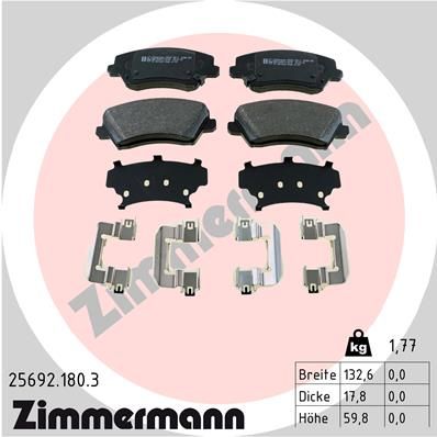 256921803 ZIMMERMANN Комплект тормозных колодок, дисковый тормоз