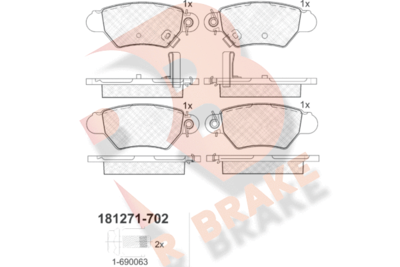 RB1271702 R BRAKE Комплект тормозных колодок, дисковый тормоз