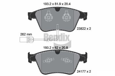 BPD2052 BENDIX Braking Комплект тормозных колодок, дисковый тормоз