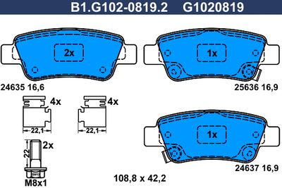 B1G10208192 GALFER Комплект тормозных колодок, дисковый тормоз