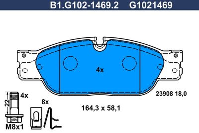 B1G10214692 GALFER Комплект тормозных колодок, дисковый тормоз