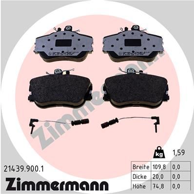 214399001 ZIMMERMANN Комплект тормозных колодок, дисковый тормоз