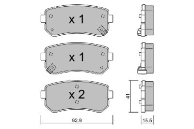 BPHY2002 AISIN Комплект тормозных колодок, дисковый тормоз