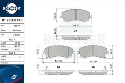 RT2PD31440 ROTINGER Комплект тормозных колодок, дисковый тормоз