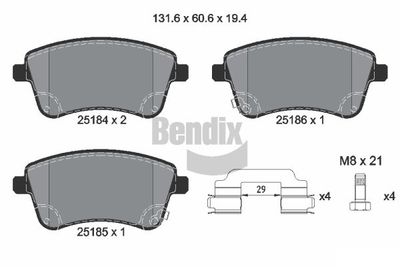 BPD1490 BENDIX Braking Комплект тормозных колодок, дисковый тормоз