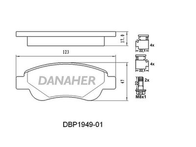 DBP194901 DANAHER Комплект тормозных колодок, дисковый тормоз