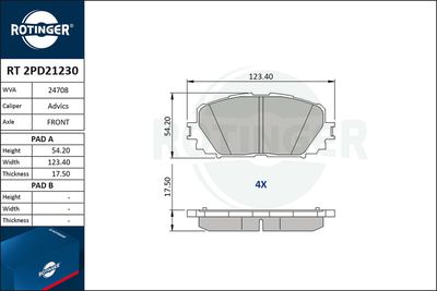 RT2PD21230 ROTINGER Комплект тормозных колодок, дисковый тормоз