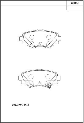 KD3044 ASIMCO Комплект тормозных колодок, дисковый тормоз