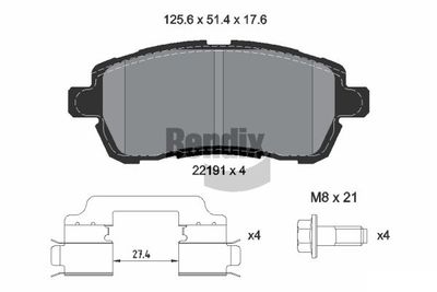 BPD1577 BENDIX Braking Комплект тормозных колодок, дисковый тормоз