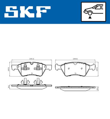 VKBP80402 SKF Комплект тормозных колодок, дисковый тормоз