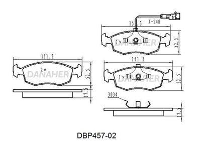 DBP45702 DANAHER Комплект тормозных колодок, дисковый тормоз