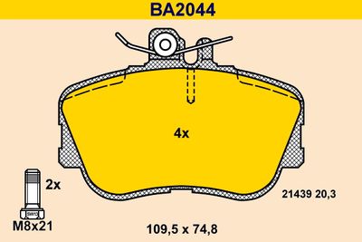 BA2044 BARUM Комплект тормозных колодок, дисковый тормоз