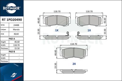 RT1PD20490 ROTINGER Комплект тормозных колодок, дисковый тормоз