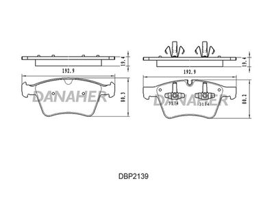 DBP2139 DANAHER Комплект тормозных колодок, дисковый тормоз