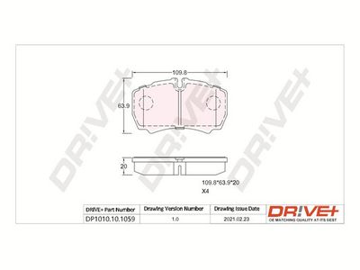 DP1010101059 Dr!ve+ Комплект тормозных колодок, дисковый тормоз