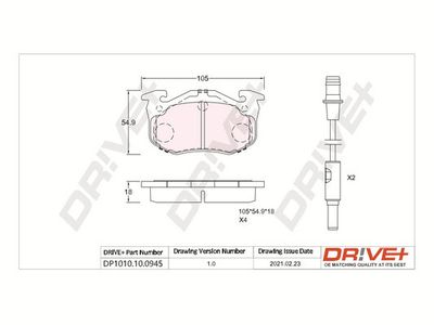 DP1010100945 Dr!ve+ Комплект тормозных колодок, дисковый тормоз