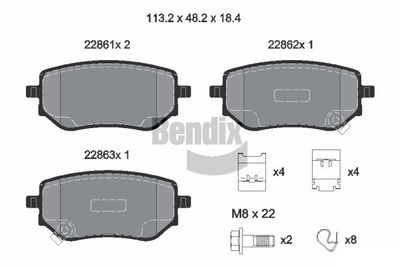 BPD2347 BENDIX Braking Комплект тормозных колодок, дисковый тормоз