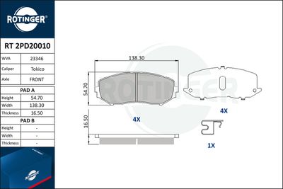 RT2PD20010 ROTINGER Комплект тормозных колодок, дисковый тормоз