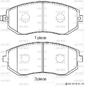 SN915P ADVICS Комплект тормозных колодок, дисковый тормоз