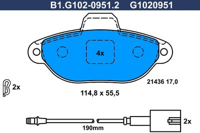 B1G10209512 GALFER Комплект тормозных колодок, дисковый тормоз