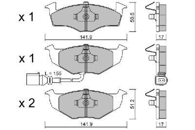 BPVW1027 AISIN Комплект тормозных колодок, дисковый тормоз