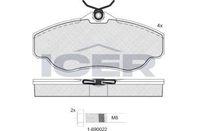 141145700 ICER Комплект тормозных колодок, дисковый тормоз