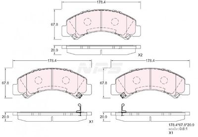 I361U05 NPS Комплект тормозных колодок, дисковый тормоз