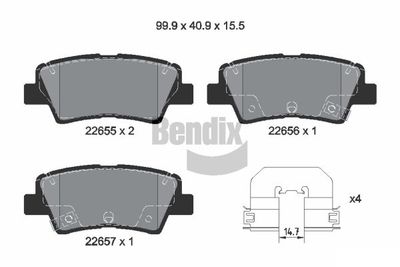 BPD1635 BENDIX Braking Комплект тормозных колодок, дисковый тормоз