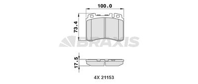 AA0250 BRAXIS Комплект тормозных колодок, дисковый тормоз