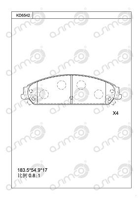 KD6542 ASIMCO Комплект тормозных колодок, дисковый тормоз