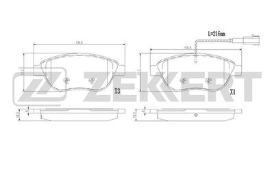 BS1389 ZEKKERT Комплект тормозных колодок, дисковый тормоз