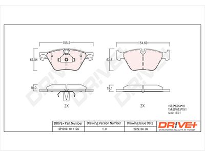 DP1010101106 Dr!ve+ Комплект тормозных колодок, дисковый тормоз