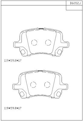 KD6052 ASIMCO Комплект тормозных колодок, дисковый тормоз