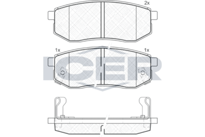 181721 ICER Комплект тормозных колодок, дисковый тормоз