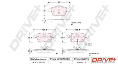 DP1010101062 Dr!ve+ Комплект тормозных колодок, дисковый тормоз