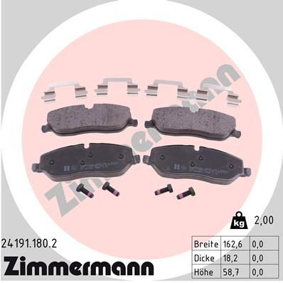 241911802 ZIMMERMANN Комплект тормозных колодок, дисковый тормоз