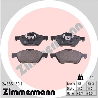 245351801 ZIMMERMANN Комплект тормозных колодок, дисковый тормоз