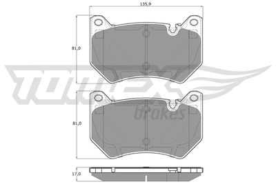 TX1943 TOMEX Brakes Комплект тормозных колодок, дисковый тормоз