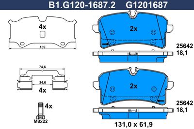 B1G12016872 GALFER Комплект тормозных колодок, дисковый тормоз