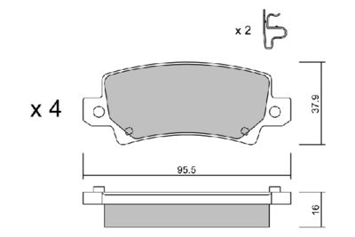 BPTO2001 AISIN Комплект тормозных колодок, дисковый тормоз