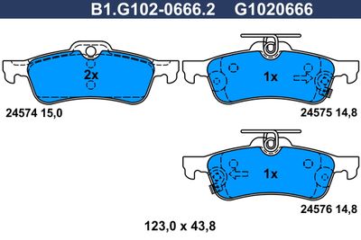 B1G10206662 GALFER Комплект тормозных колодок, дисковый тормоз