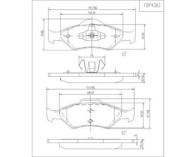 FBP4383 FI.BA Комплект тормозных колодок, дисковый тормоз