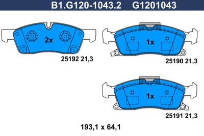 B1G12010432 GALFER Комплект тормозных колодок, дисковый тормоз