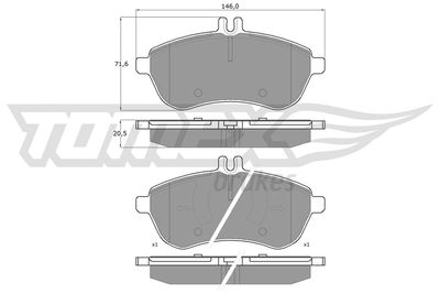 TX1602 TOMEX Brakes Комплект тормозных колодок, дисковый тормоз