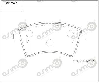 KD7577 ASIMCO Комплект тормозных колодок, дисковый тормоз