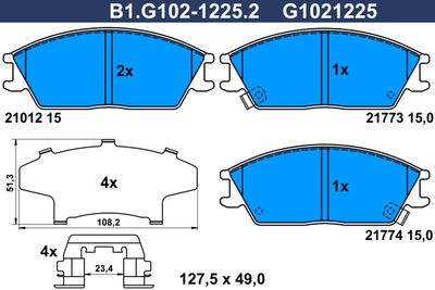 B1G10212252 GALFER Комплект тормозных колодок, дисковый тормоз