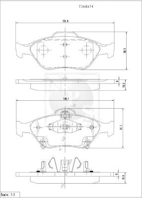 T360A74 NPS Комплект тормозных колодок, дисковый тормоз